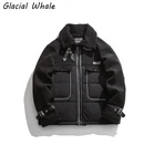 Мужское флисовое пальто GlacialWhale из шерсти ягненка, мужское зимнее светоотражающее пальто в стиле хип-хоп 2021 года, мужская уличная одежда, сохраняющие тепло, черные куртки для мужчин