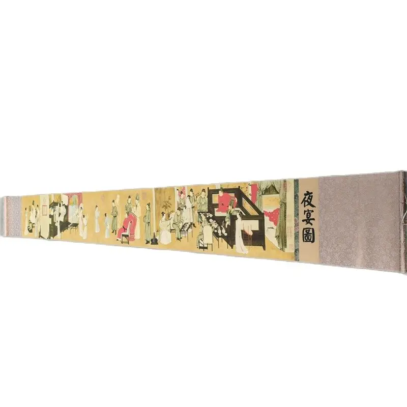 

Chinese Old Picture Paper "Riverside Scene At Qingming Festival" Long Scroll Painting