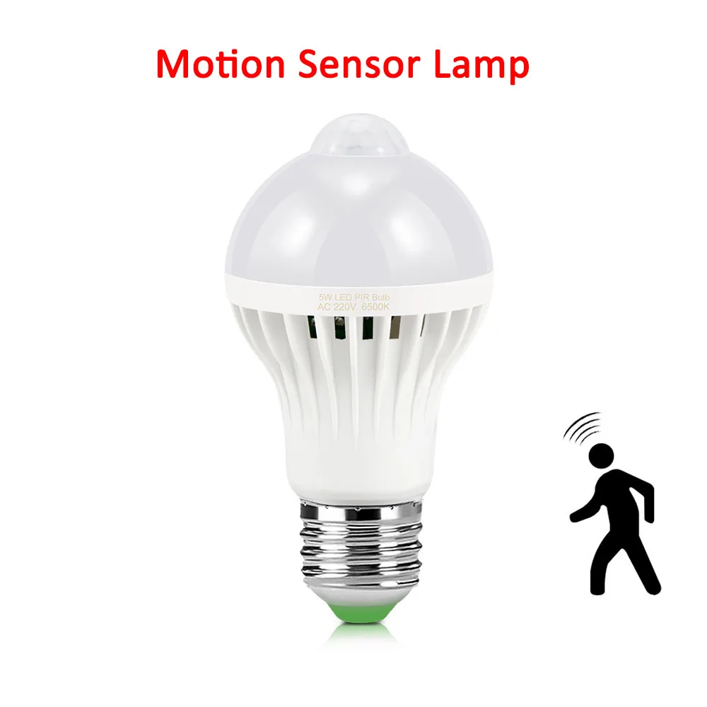 220V Motion sensor E27, 220 В, PIR датчик движения, светодиодный светильник, звуковой датчик, лампа 5 Вт, 7 Вт, 9 Вт, 12 Вт, 18 Вт, светильник для лестниц, прихожей, ночная аварийная лампа, ing - Испускаемый цвет: 220V Motion sensor