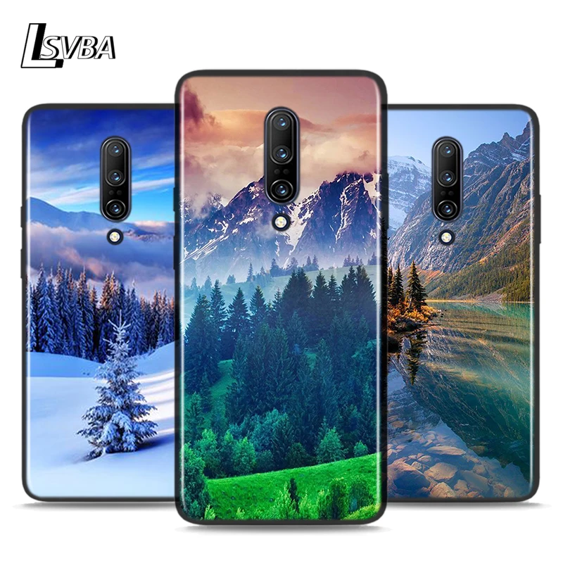 Черный силиконовый чехол для OnePlus 8 Pro Shell Snowy Mountain Landscape 5T 6T 7T 7 Чехол Для