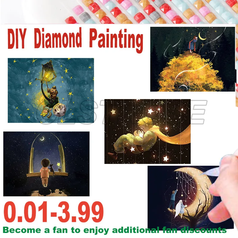 

5D Diamond Painting Landscape Diy Prince and Stars Square Round Diamond Mosaic Cross Stitch Home Decoration