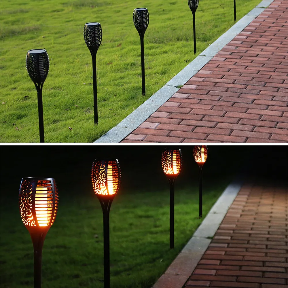 Garland Solar Flame Lamp Flickering IP65 Waterproof LED Garden Light Lawn Path Lighting Torch Spotlight Rechargeable | Светодиодные
