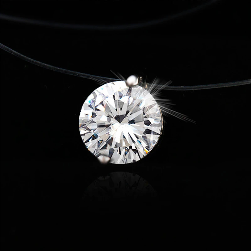 

2020 New Women Transparent Fishing Line Necklace Invisible Chain Necklaces pendants Rhinestone Choker Gift Necklaces