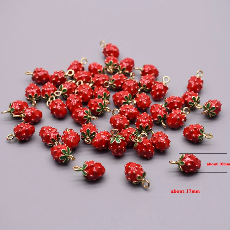 3D Metal Alloy Enamel Fruit shape Beads For Jewelry Making Necklace Earring Cute Fruit Cherry Strawberry Orange Peach Pendants