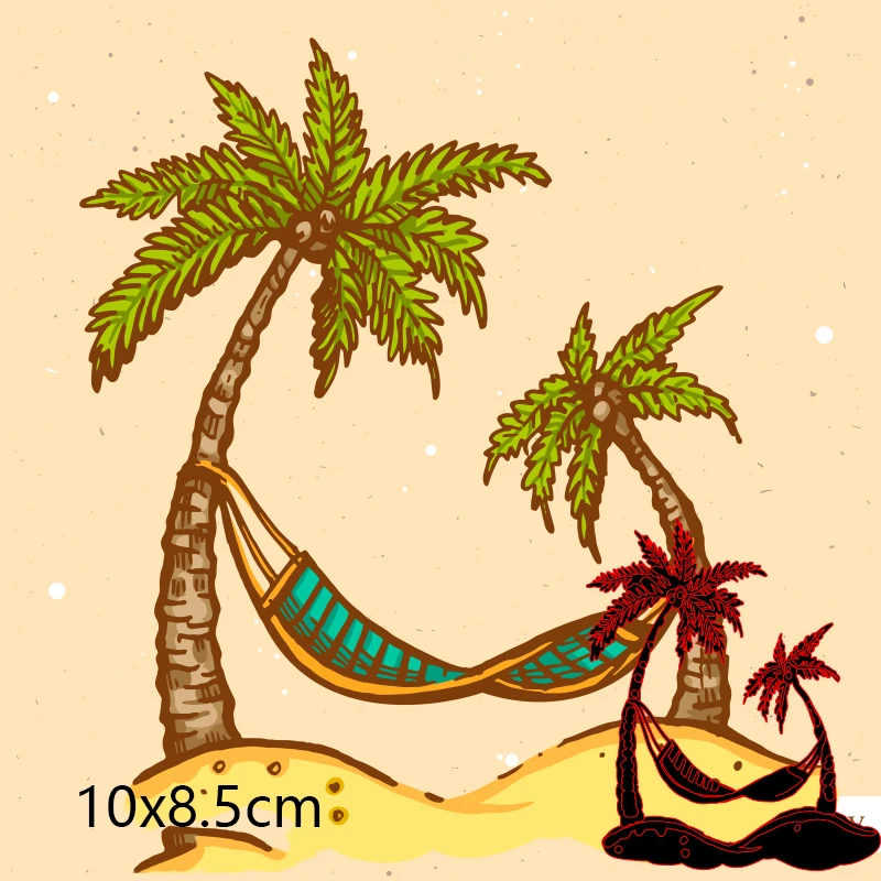 Металлический Трафаретный вырубной штамп пляжей и кокосовых пальм новый для