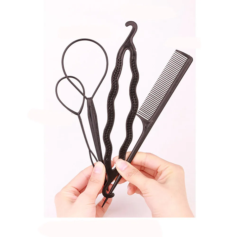 

4pcs Fashion Ponytail Creator Styling Plastic Loop Tools Pony Tail Clip Hair Braid Maker Styling Tool Hair Accessories dreadlock