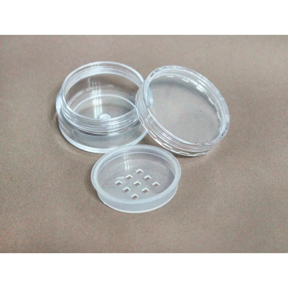 100 шт./лот PS пластик 10 мл/5g баночка для порошковой пудры с сифтером изображением