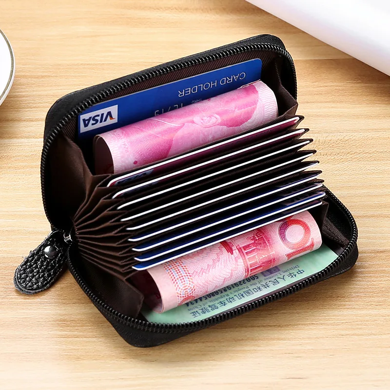Держатель для карт кошелек с большой емкостью на молнии Кошелек монет органайзер