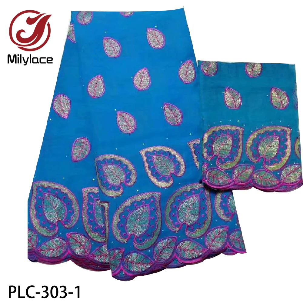 

5+2Yards Latest Embroidery African Lace Fabrics 100% Dry Lace Swiss Voile Lacee Nigerian Cotton Fabric for Wedding Dress PLC-303
