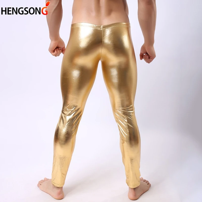 

2021 Fashion Mens Performance Pant Slim Pencils Black Faux Leather Men Sexy Leggings