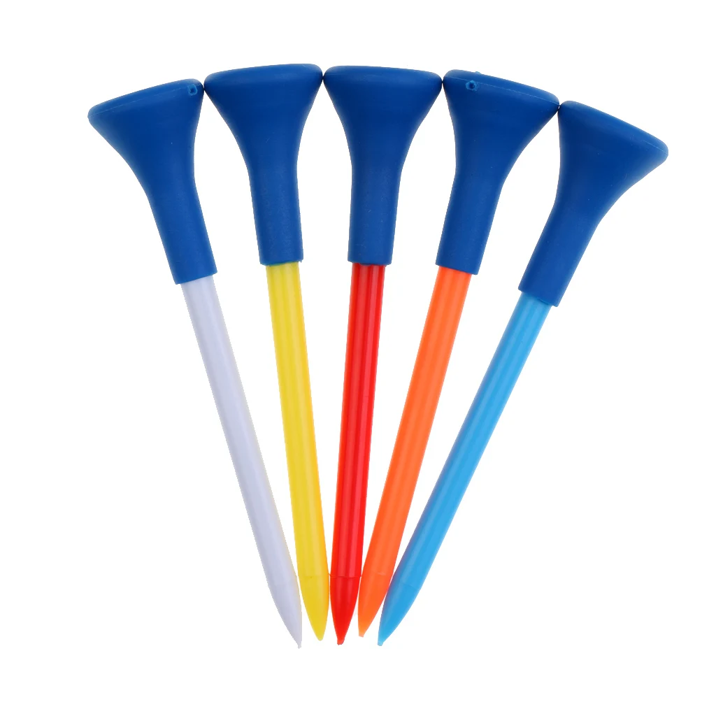 

MagiDeal 5 Pieces 70mmmm Durable Plastic Golf Tees Rubber Cushion Top Random Color