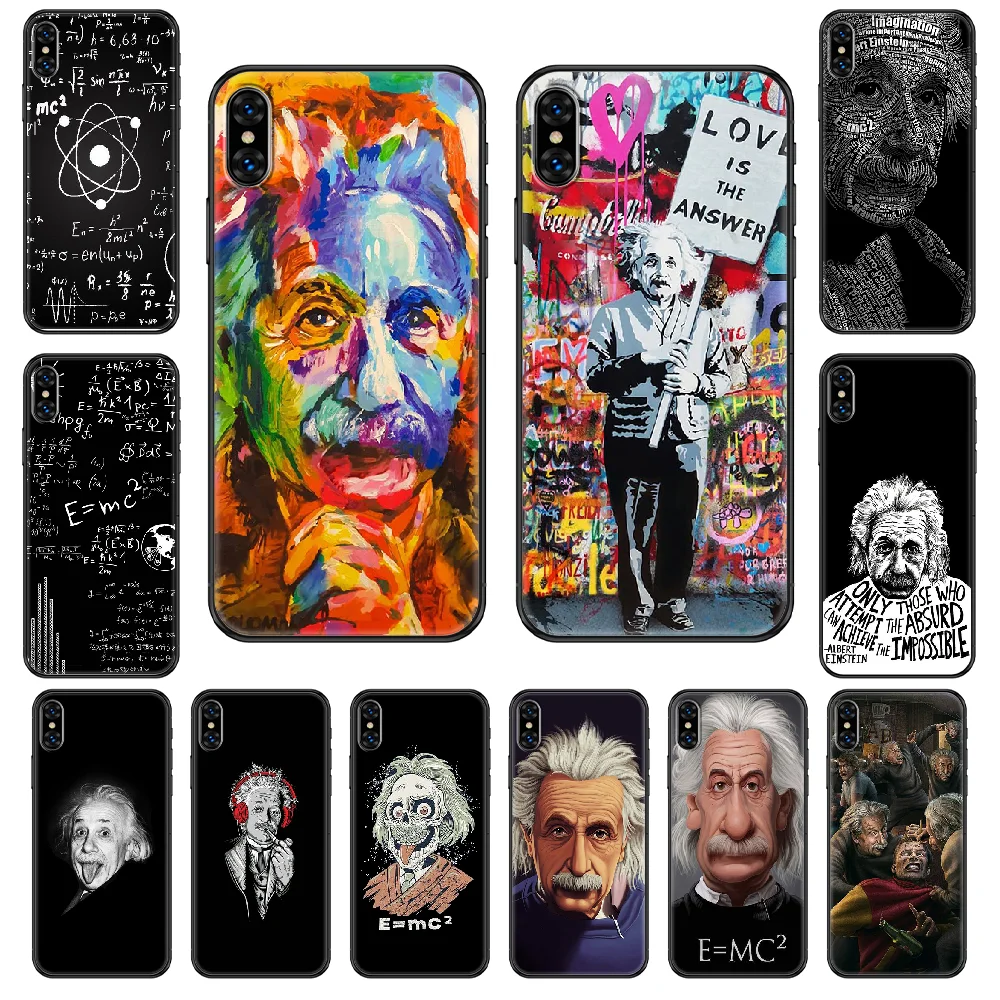 

Famous Scientist Physicist Albert Phone Case Cover Hull For iphone 5 5s se 2 6 6s 7 8 12 mini plus X XS XR 11 PRO MAX black art