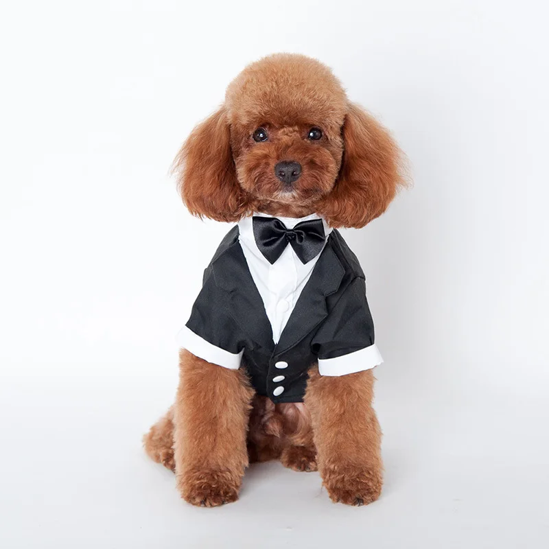 

Pet Dog Clothes Cat Prince Wedding Suit Cute Gentleman Chihuahua Tuxedo Bow Tie Puppy Coat Christmas Dog Clothes Pets Supplies
