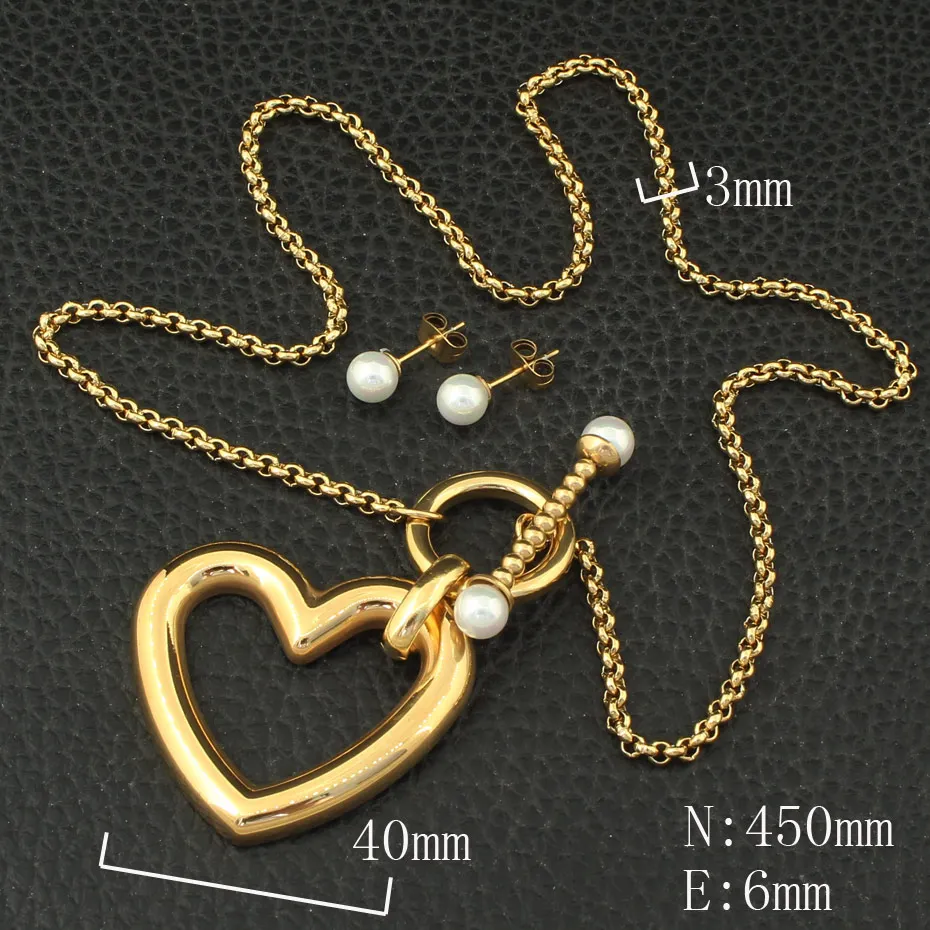 Женский ювелирный комплект из колье и сердца нержавеющей стали|Ювелирные наборы|