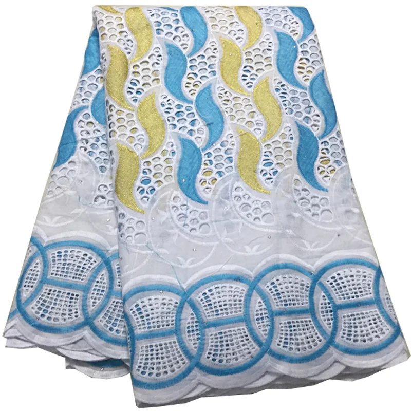 

(5 ярдов/шт.) Новое поступление, Африканское хлопковое кружево, мягкая швейцарская вуаль, кружевная ткань с элегантной вышивкой для вечернег...