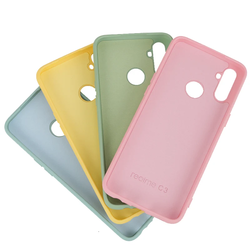 Оригинальный чехол для Realme C3 из жидкого силикона шелковистая мягкая на ощупь
