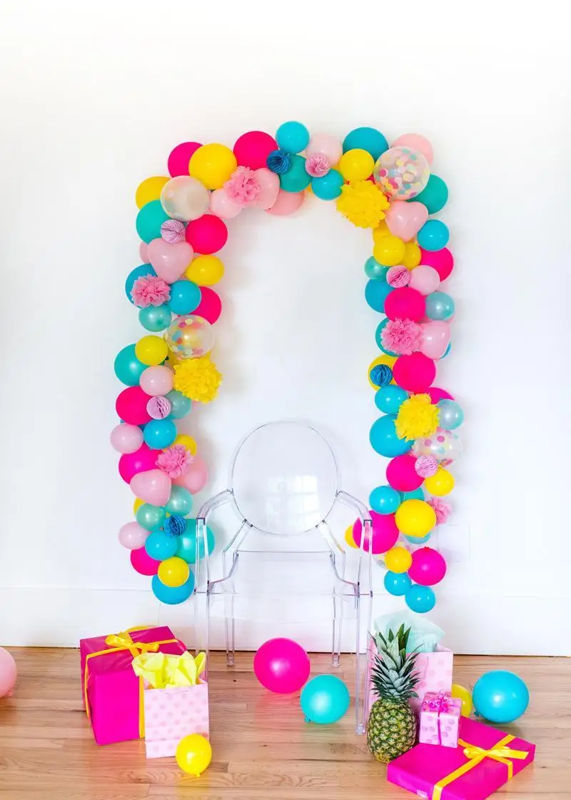 

Birthday Backdrops White Chic Wall Balloons Flowers Photography Backgrounds Baby Portrait Photophone Newborn Photocall