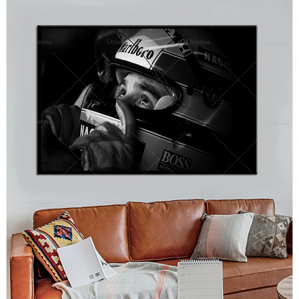 

Black And White Poster And Print Ayrton Senna F1 Formula Mclaren World Champion Wall Art Canvas Picture Painting Home Room Decor