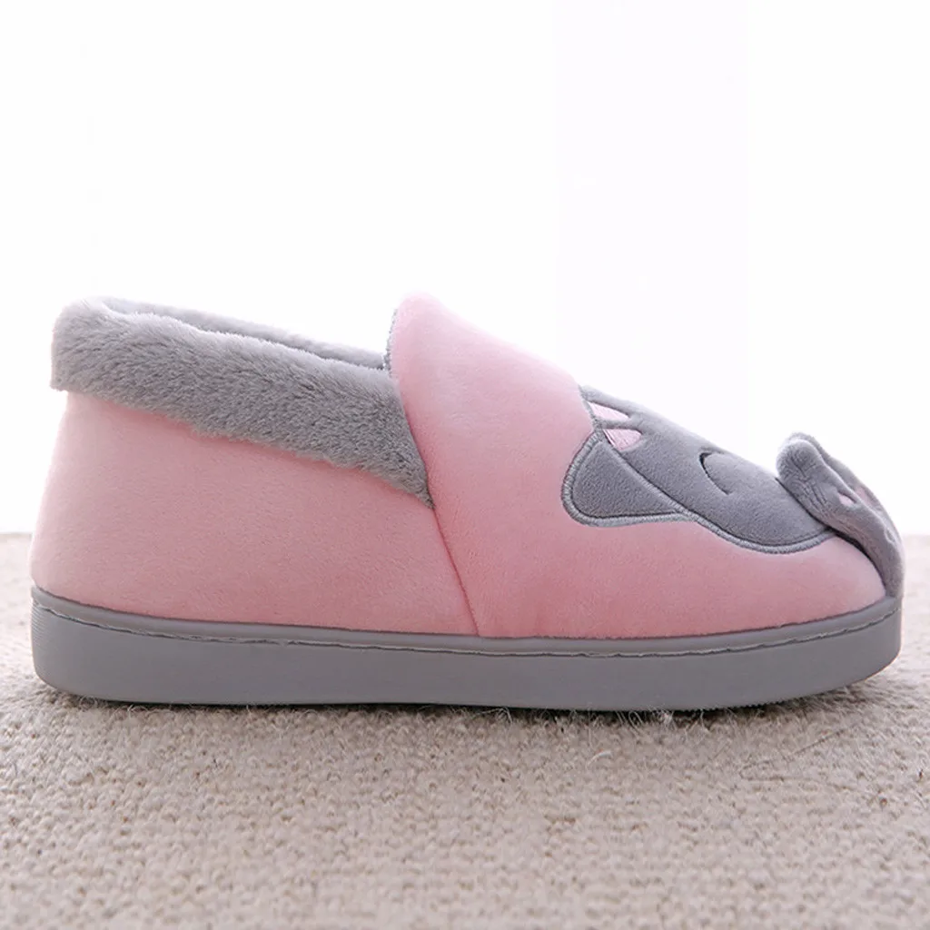 Женские зимние теплые домашние тапочки с рисунком кота из мультфильма обувь для