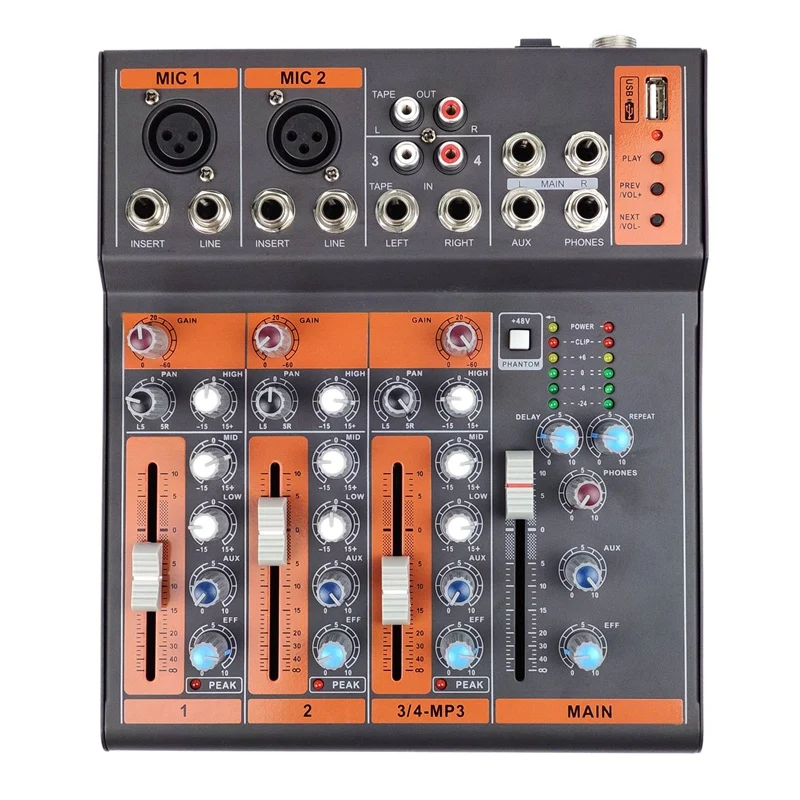 Микшерный пульт 4 канальный цифровой линия для микрофона аудио микшерный с