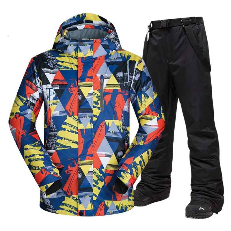 

Мужской лыжный костюм, ветрозащитный фирменный плотный дождевик лыжное пальто и брюки, зимний лыжный костюм, лыжный костюм