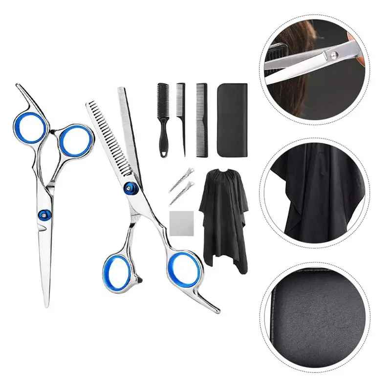 

1Set Hairdressing Scissors Kit Stainless Steel Scissors for Barber Silver Black