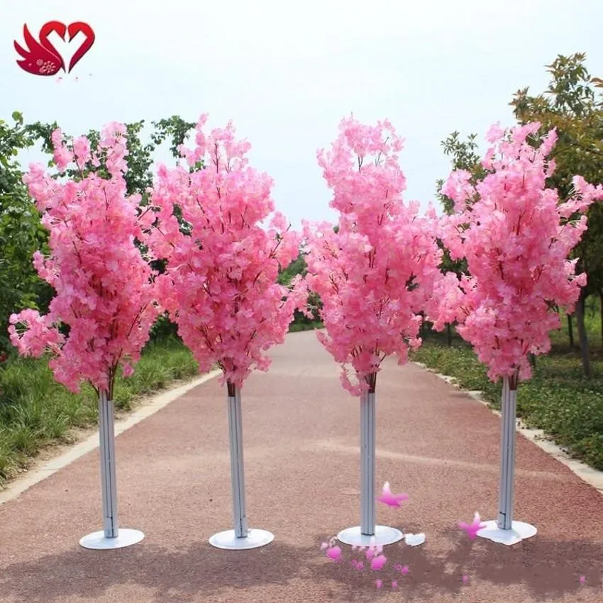 

1.5M 5feet Height white Cherry Spring Plum Peach Blossom Flower Tree Roman Column Road Cited For Wedding Mall Opened Props