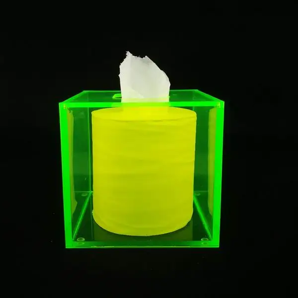Fluorescent green Квадратные акриловые кольца для салфеток, коробки для салфеток для домашнего и офисного декора TB003 - Цвет: Fluorescent green