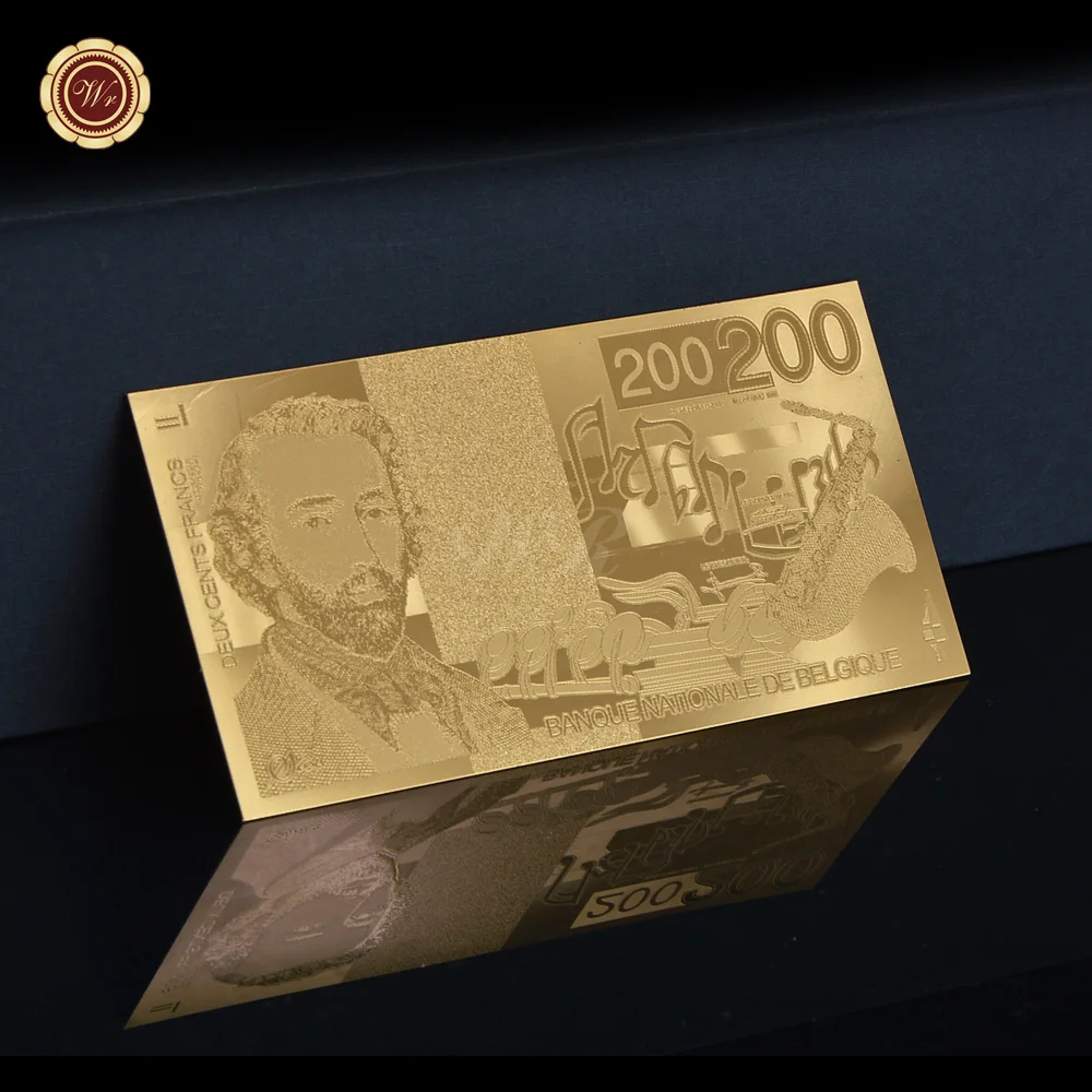 Wholesale Items WR 1995 Year Belgium 200 Franc Gold Foil Banknote with Frame Non-currency Prop Money Dropshipping
