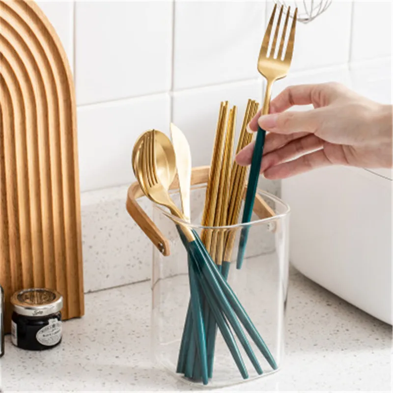 Креативная стеклянная корзина для хранения закусок и конфет простая квадратная