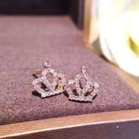 huitan classic crown stud earrings ear piercing for women eternity bridal wedding earrings delicate princess accessories jewelry