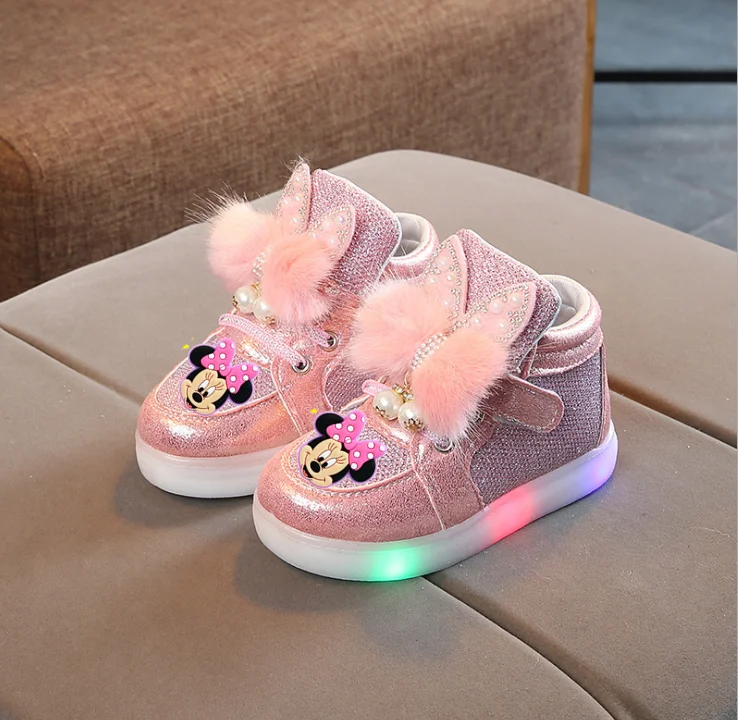 Детские светящиеся кроссовки с Микки и Минни для девочек | Детская одежда обувь