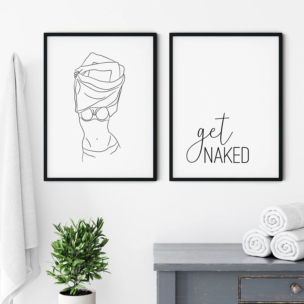 Настенный декор в ванную комнату холст картина получите знак без одежды