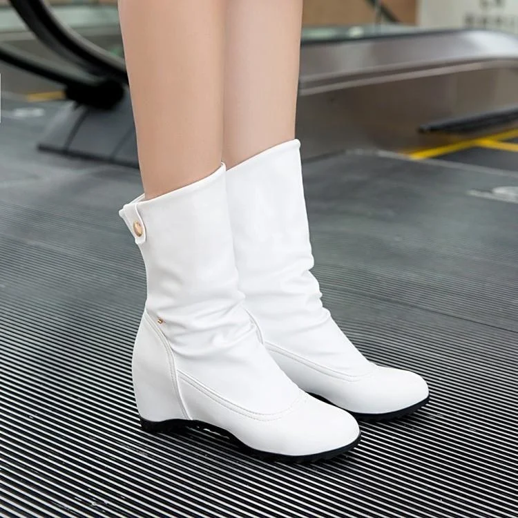 

2020 Korean version boots women's shoes spring and autumn short boots flat bottom inner student white boot high