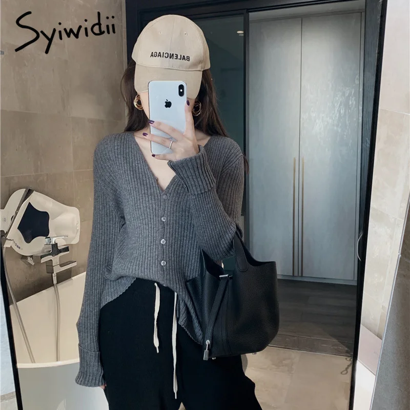 Женский кардиган с рукавами летучая мышь syiwidii однотонный Повседневный свободный