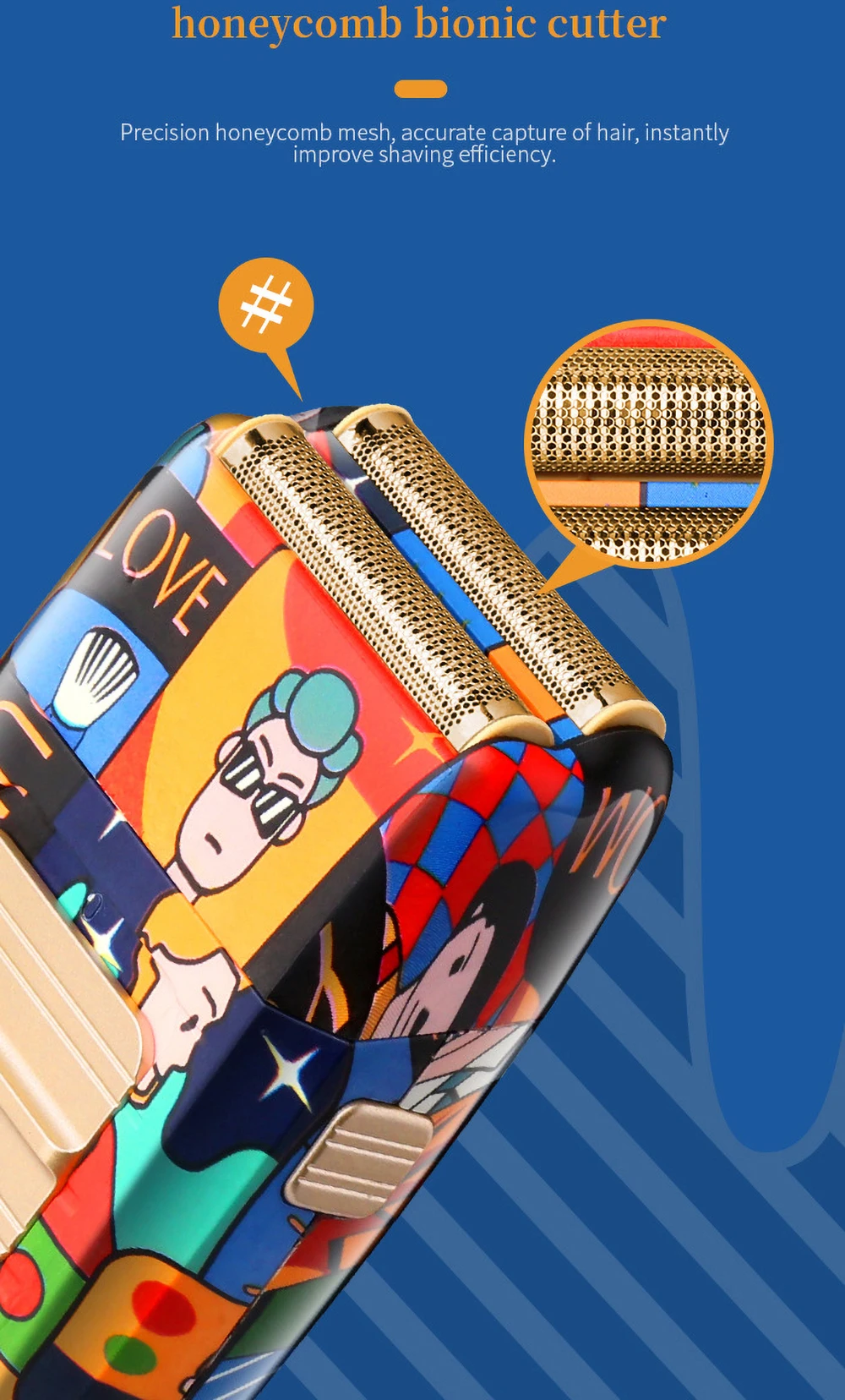 KM-1102H портативная бритва с индивидуальным граффити для мужчин триммер бороды