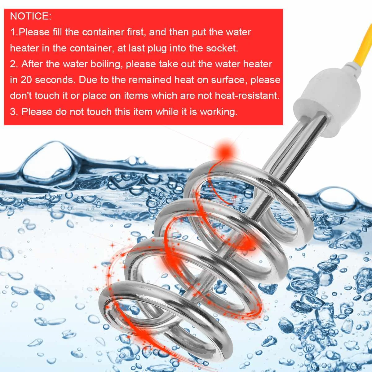 

2000-3500W 220V Floating Electric Water Heater Water Boiler Heating Element Portable Immersion Bathroom Swimming Pool Hot Fast