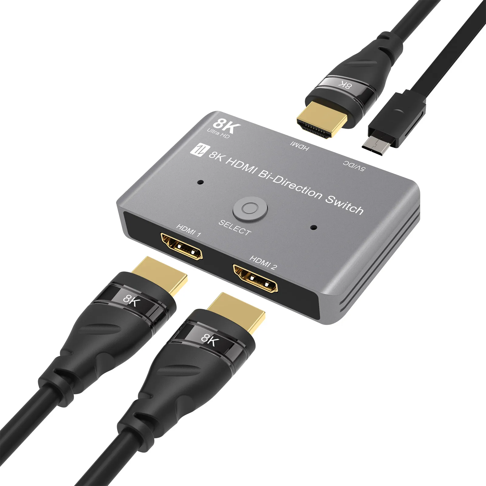 

HDMI-совместимый двунаправленный переключатель 8K HD 2,1 8K @ 60 Гц 4K @ 120 Гц 1in 2 out 2in 1 out высокоскоростной 48 Гбит/с разветвитель для Xbox X PS5
