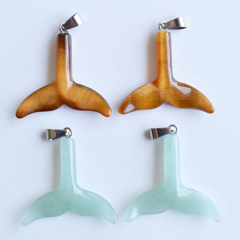 

2020 модные подвески и ожерелья из натурального тигрового глаза с резьбой по камню рыбий хвост ювелирные изделия 4 шт./лот оптовая продажа бесплатная доставка