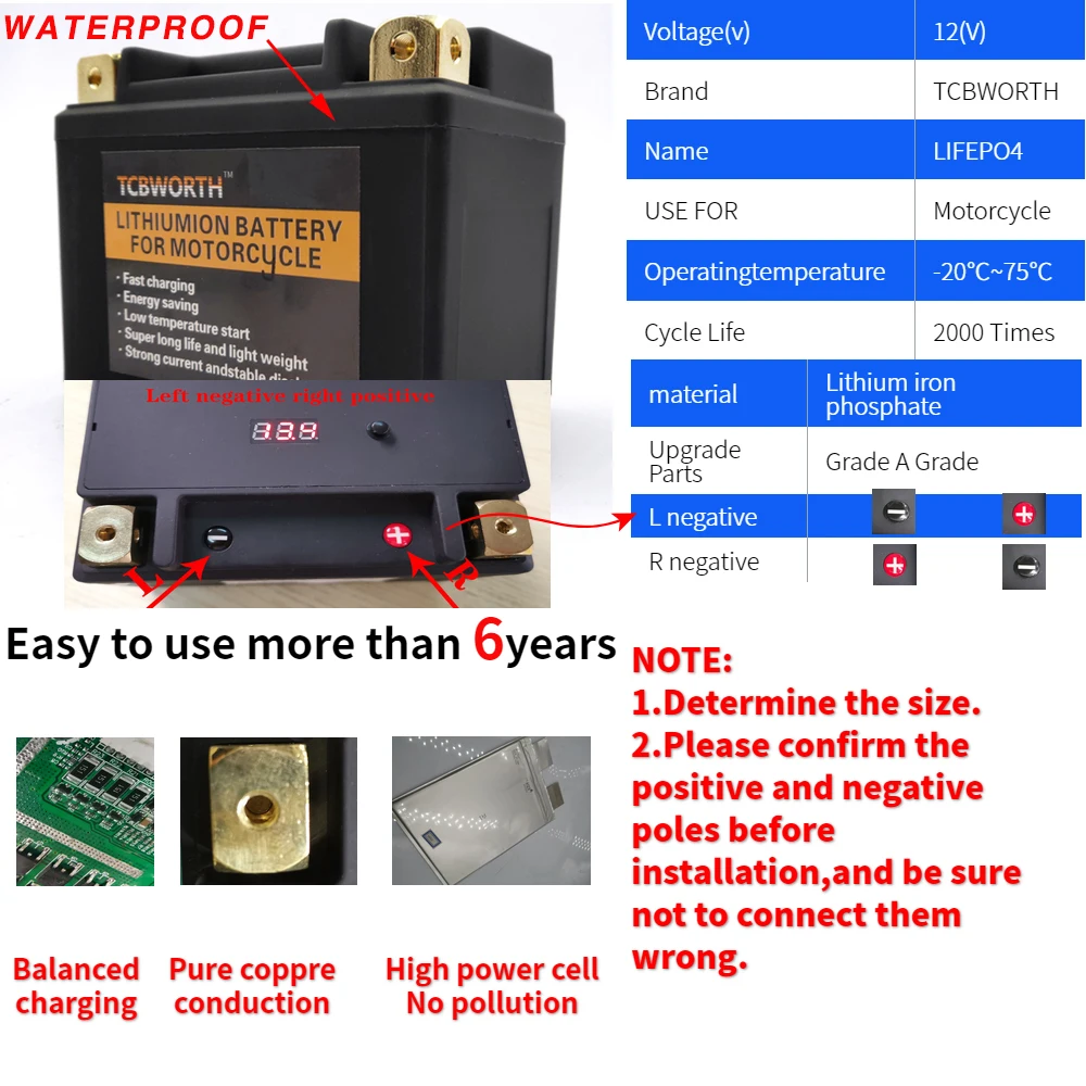 7B 4 12V мотоциклов LiFePO4 литий железо Start Батарея с BMS Напряжение защиты прыжок скутер