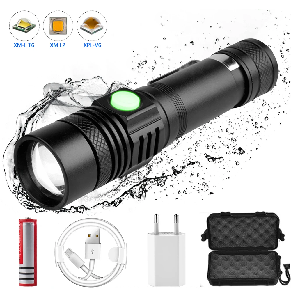 Package D 5000LM супер яркая светодиодная вспышка светильник USB linterna фонарик светодиодный фонарь T6/L2/V6 Мощность советы масштабируемой велосипедные светильник 18650 Перезаряжаемые - Испускаемый цвет: Package D