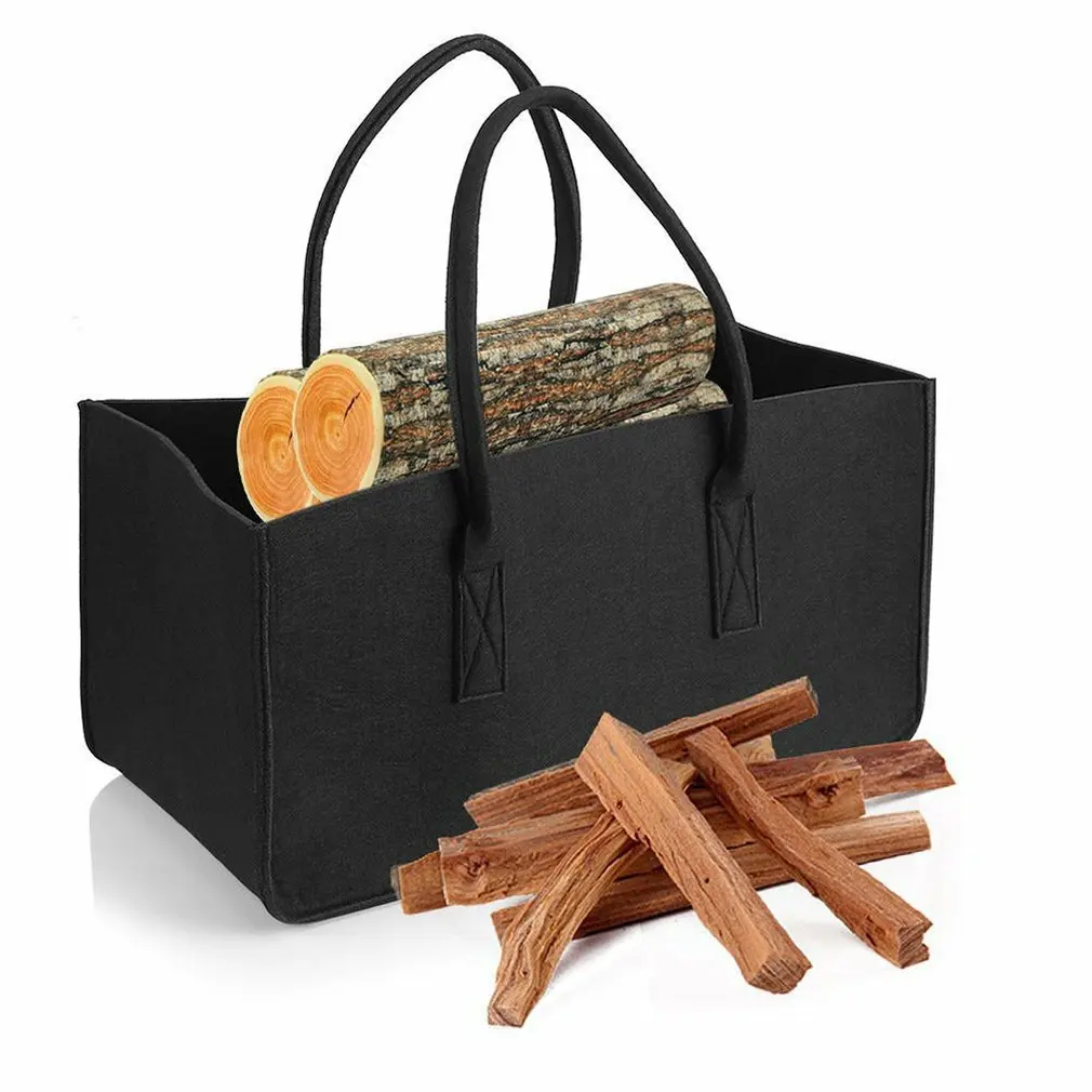 

Durable Non-woven Wood Fire Storage Bag Felt Double Handle Opening Shopping Bag Felt Wood Fire Storage Bag