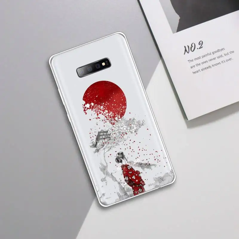 

Wave Art Japanese Green Illust Phone Case Transparent For Samsung Galaxy A 71 21s S note 8 9 10 plus 20 ultra