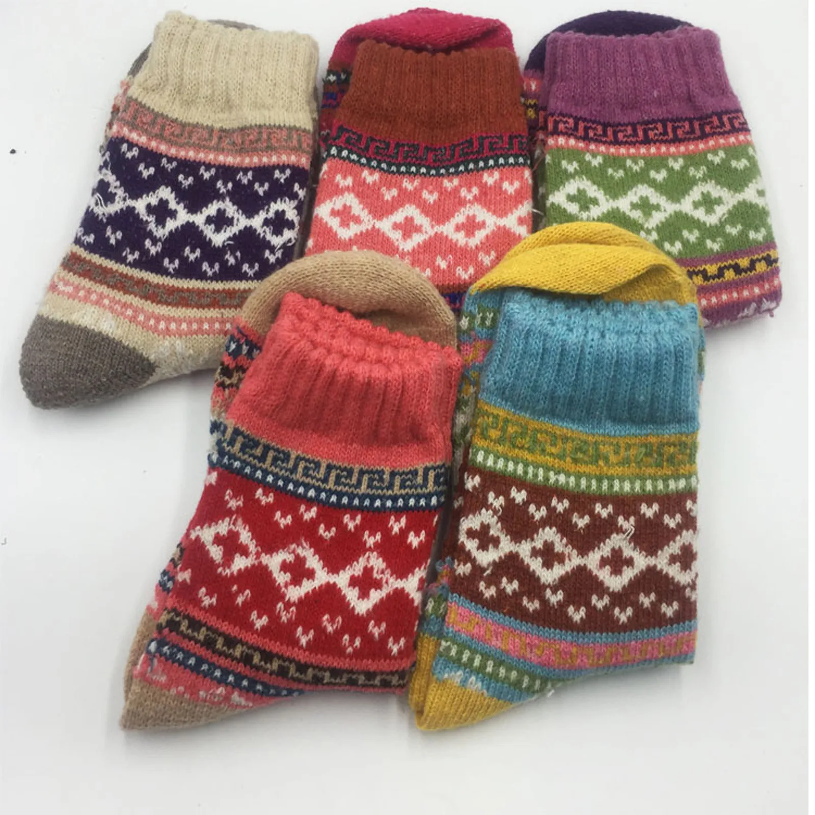 5Pair Warm Women Socks Striped 3D Autumn Winter Style Christmas For Woman Female Happy Sock Calcetines Meias | Женская одежда