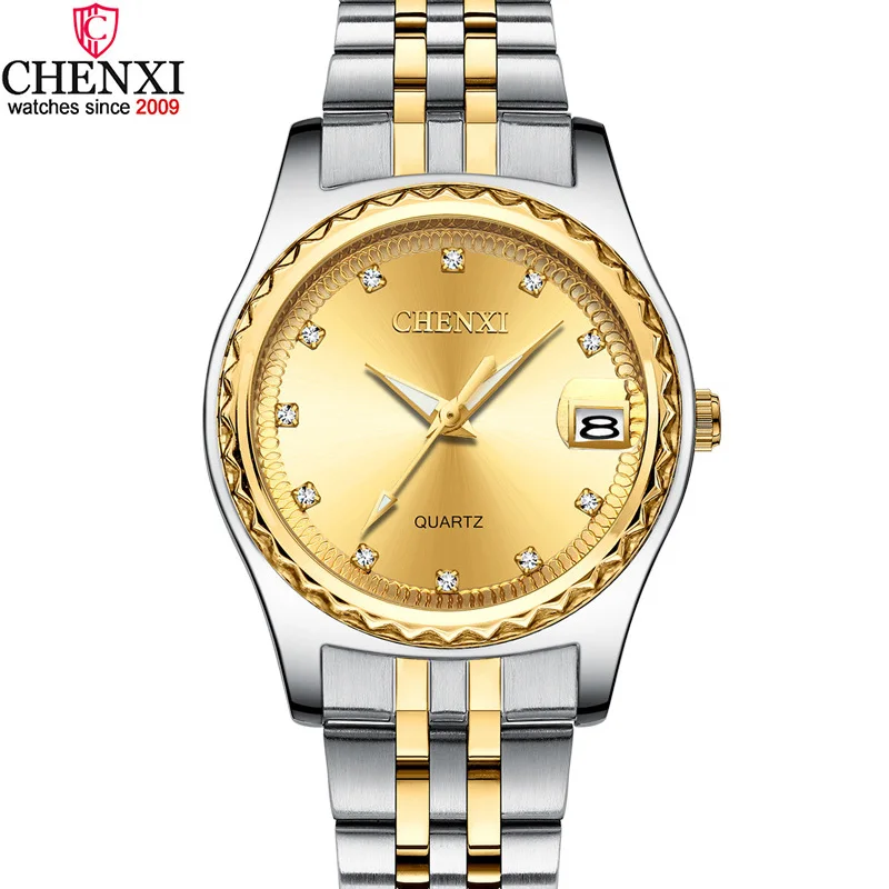 Роскошные Брендовые женские золотые часы CHENXI Деловая одежда модные и мужские