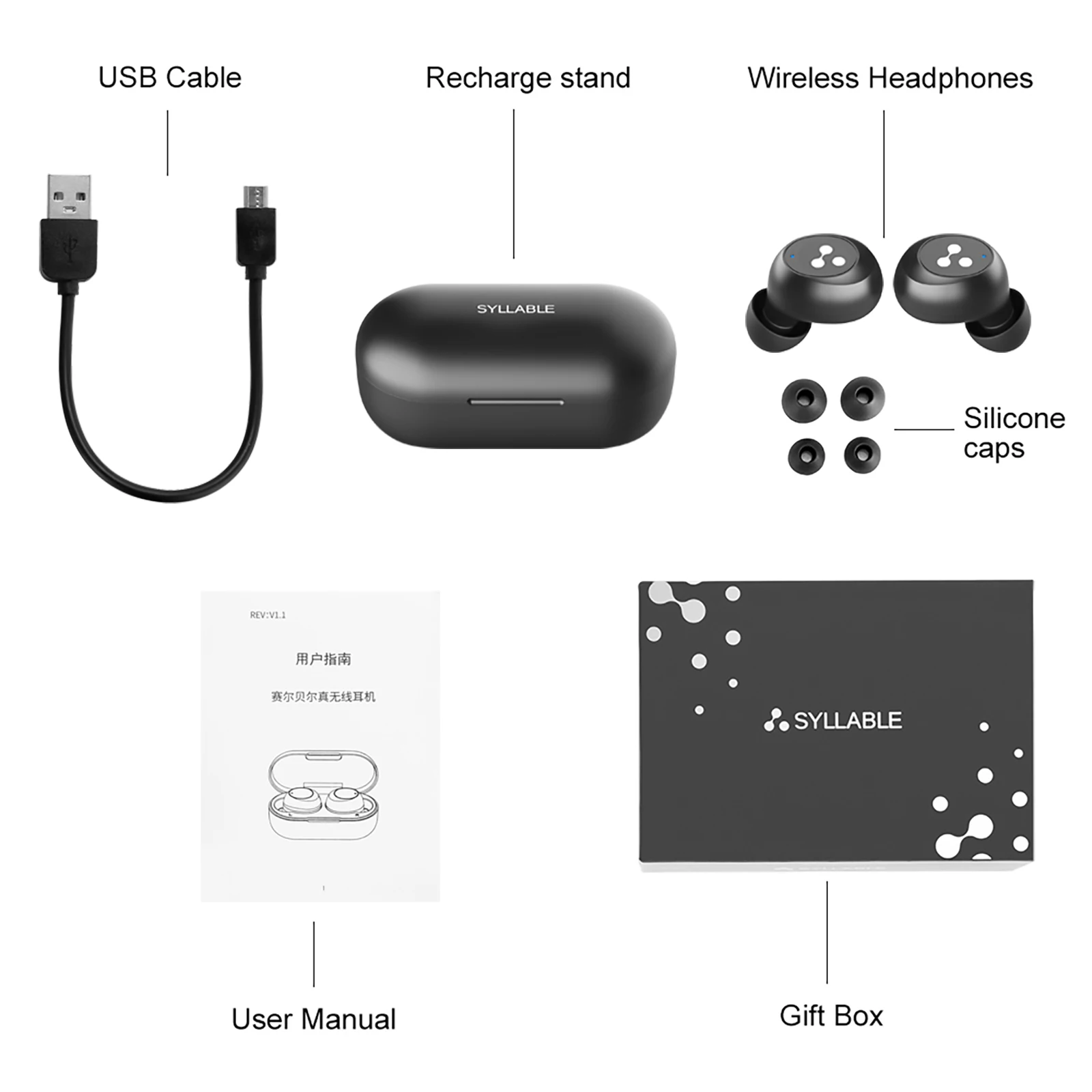 

Touch SYLLABLE S103 Sports Earphones Master-Slave Switching Mode Touch Headset S103 Volume Adjustment with Extra Earcaps
