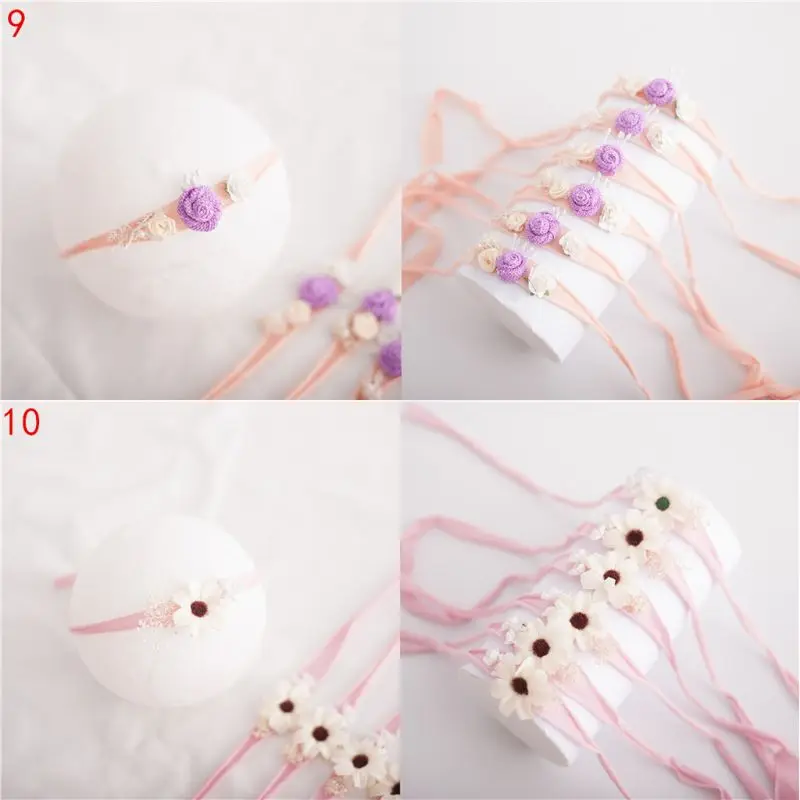 Повязка на голову детская с цветком реквизит для фотосессии новорожденных