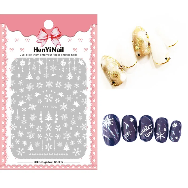 

HX023-037 2019 New Self-stick Nails Art Sticker Nail Wrap Sticker Tips Snowflake Winter Merry Christmas Manicura stickers