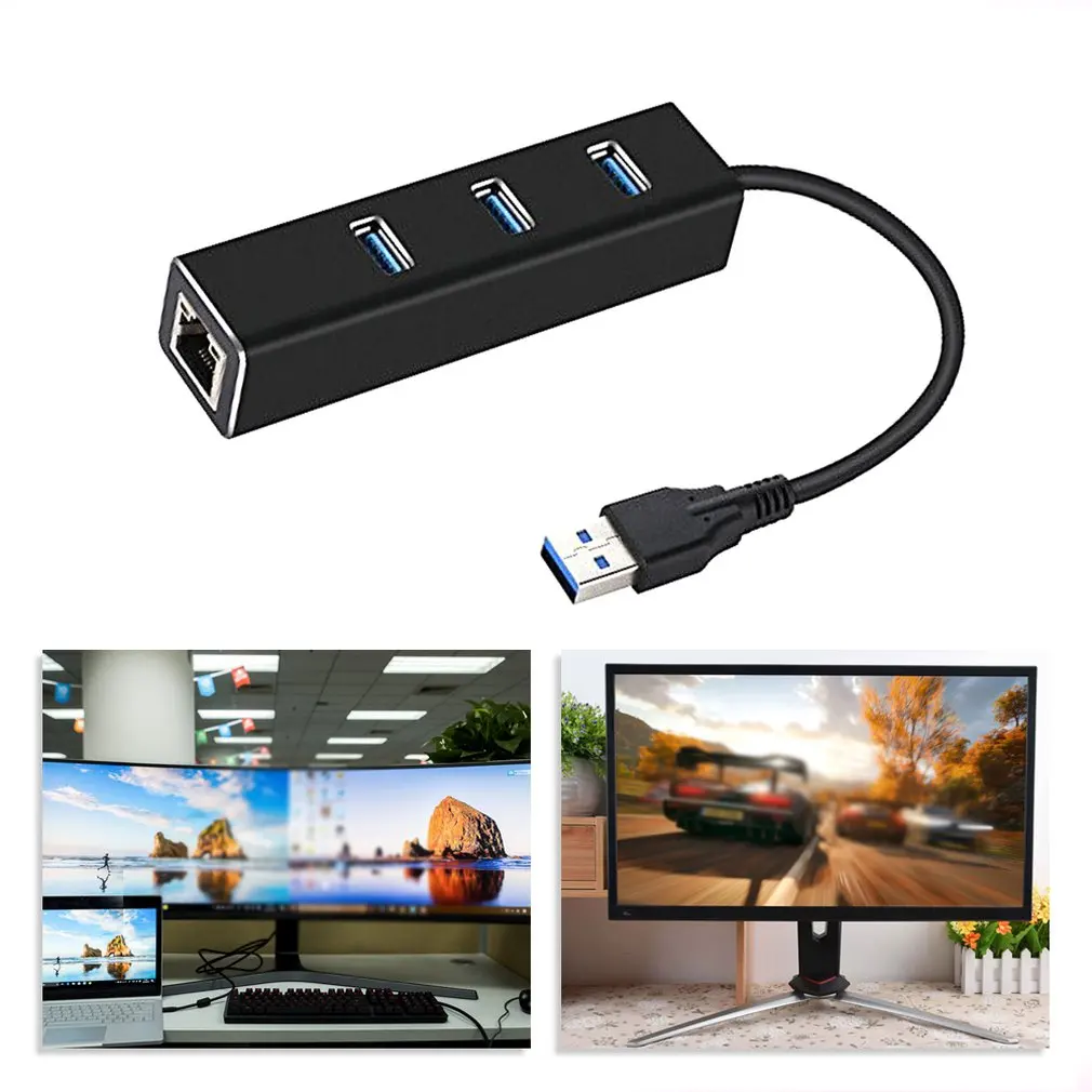 

USB Gigabit Ethernet Adapter 3 Ports USB 3.0 HUB USB To Rj45 Lan Network Card for Macbook Mac Desktop Laptops