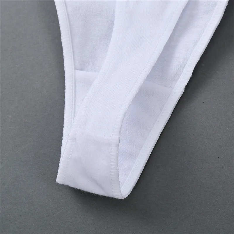 Женские трусики с вышитыми буквами хлопковые однотонные стринги 6 цветов нижнее